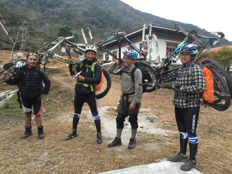 Second Left - Yonten and the rest - all rest to continue journey further carring the bike